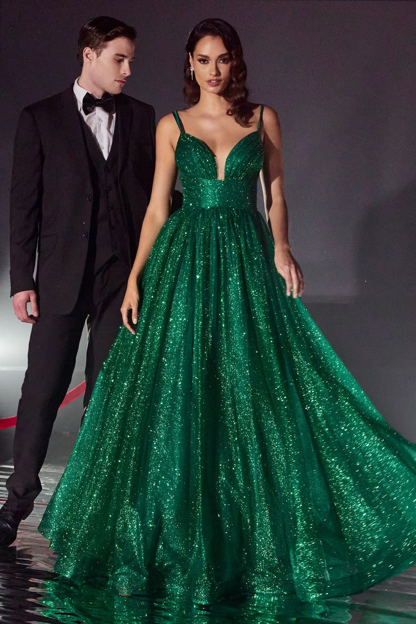 Layered Glitter Ball Gown Tux-USA Layered Glitter Ball Gown Tux-USA