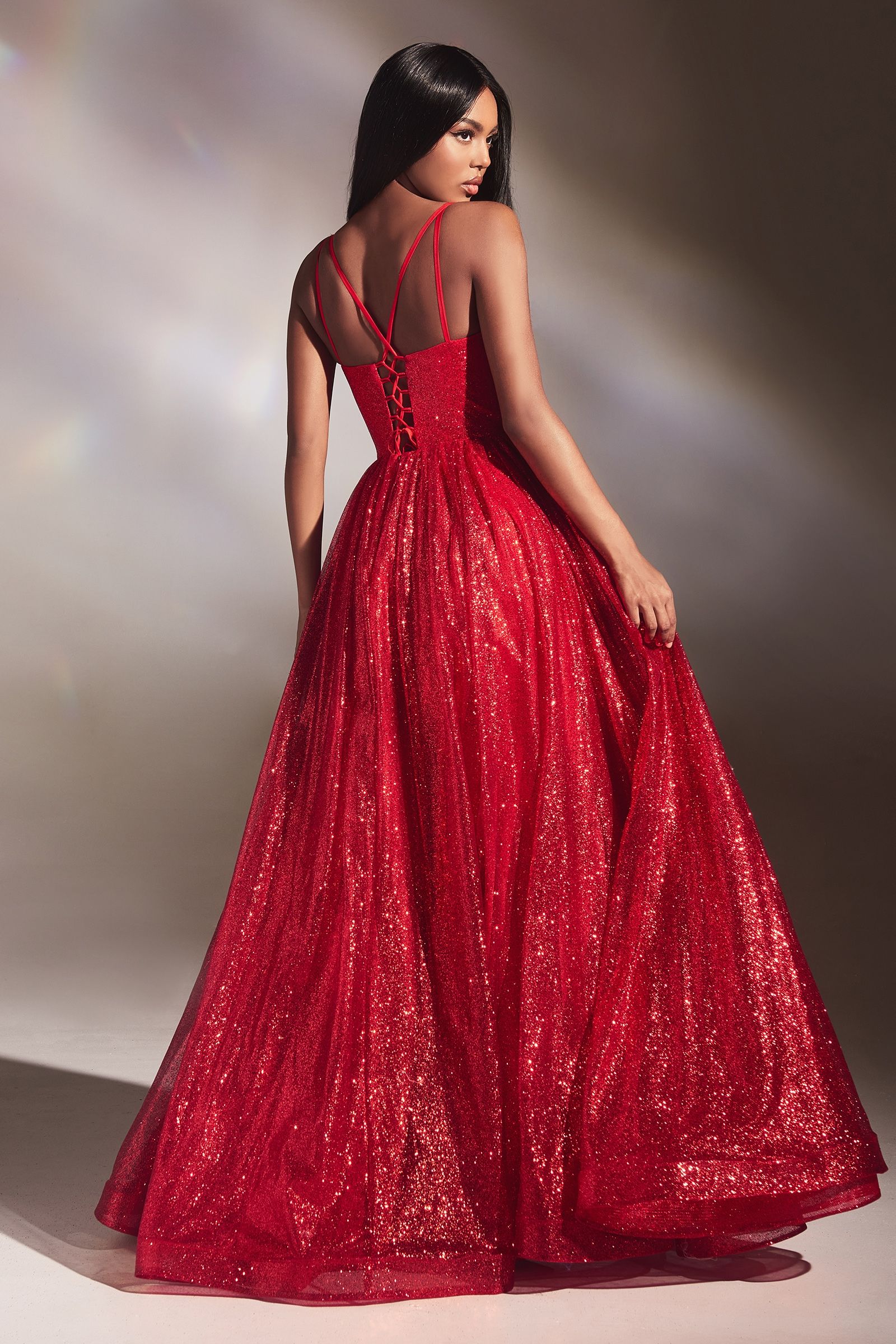 Long Glitter Prom Ball Gown with Corset - PromGirl Royal / 2 Long Glitter Prom Ball Gown with Corset - PromGirl Royal / 2
