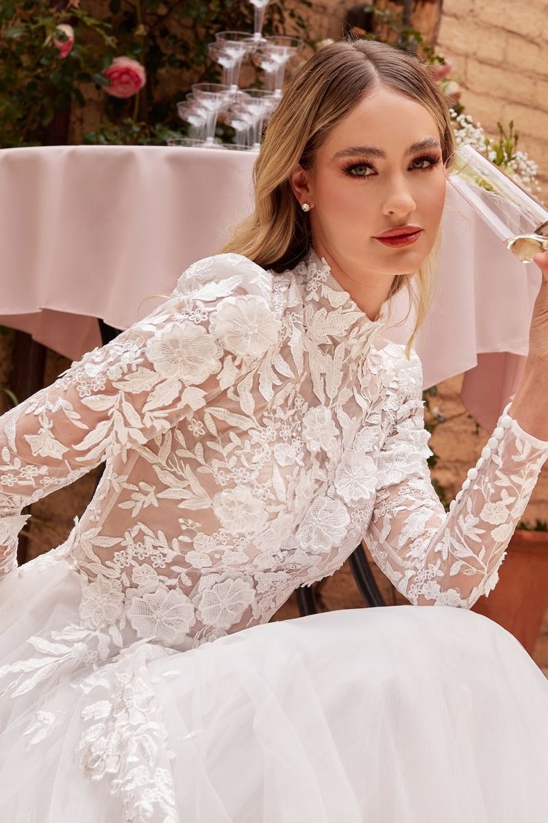 Long Sleeve Lace Wedding Ball Gown