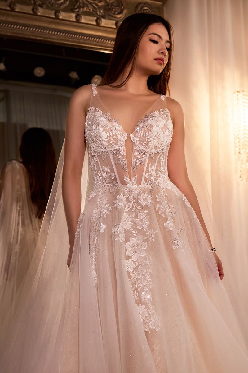 Layered Tulle & Lace Bridal Ball Gown