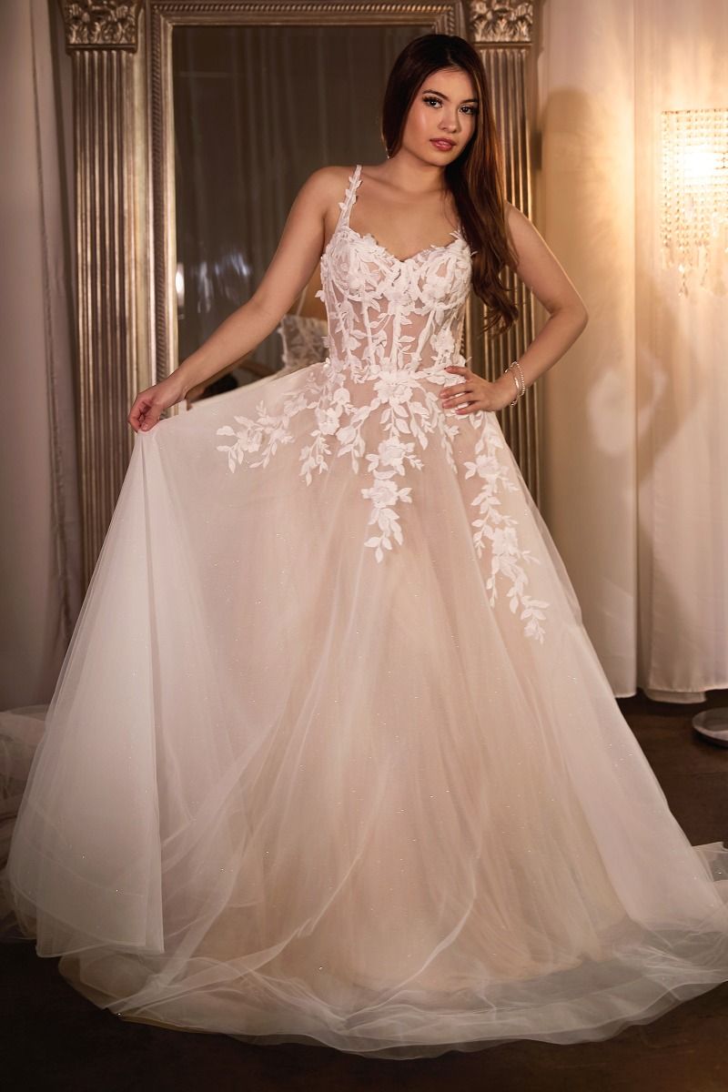 Lace A-Line Wedding Gown With Layered Tulle Skirt