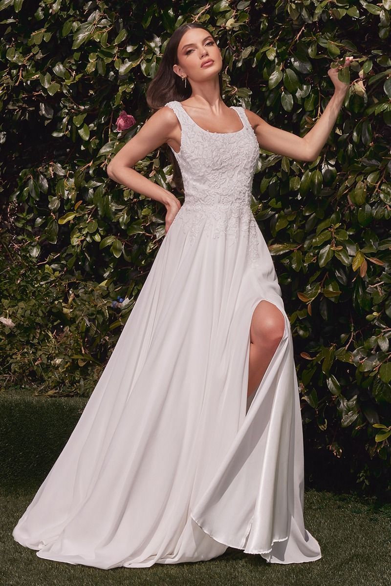 A-Line Chiffon Bridal Gown With Removable Cape