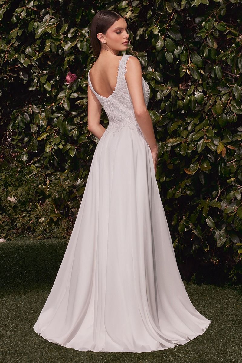 A-Line Chiffon Bridal Gown With Removable Cape