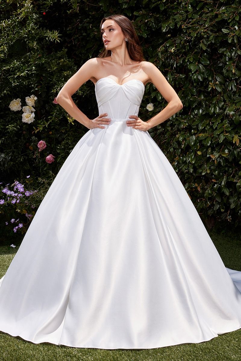 wedding dresses ball gown strapless Bling Bling Sequins Satin Fabric Color Wirunsy Women's Strapless Prom Dresses