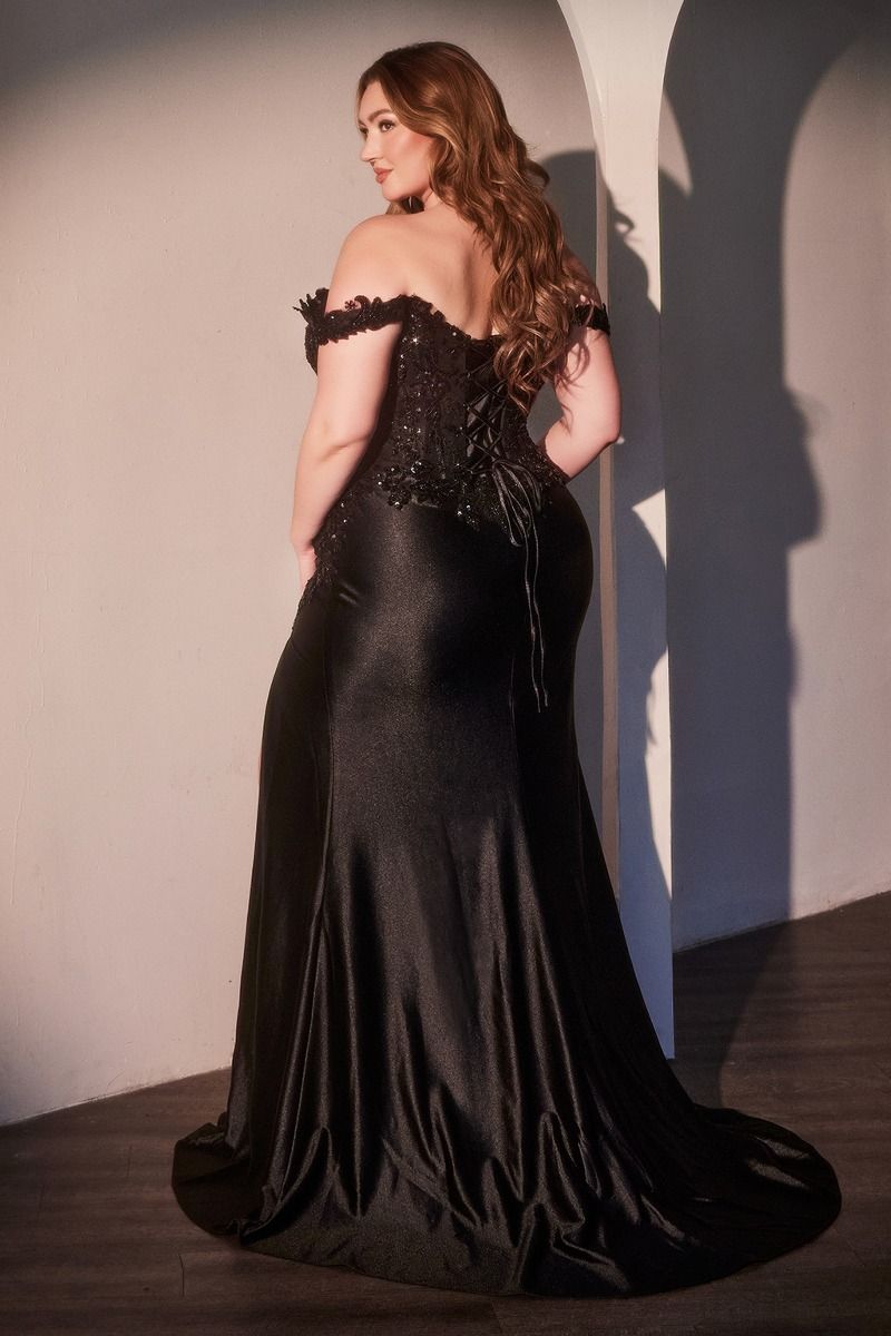 Off The Shoulder Lace & Satin Curve Dress Tux-USA Off The Shoulder Lace & Satin Curve Dress Tux-USA