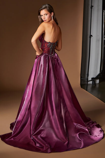 Strapless Liquid Organza Gown