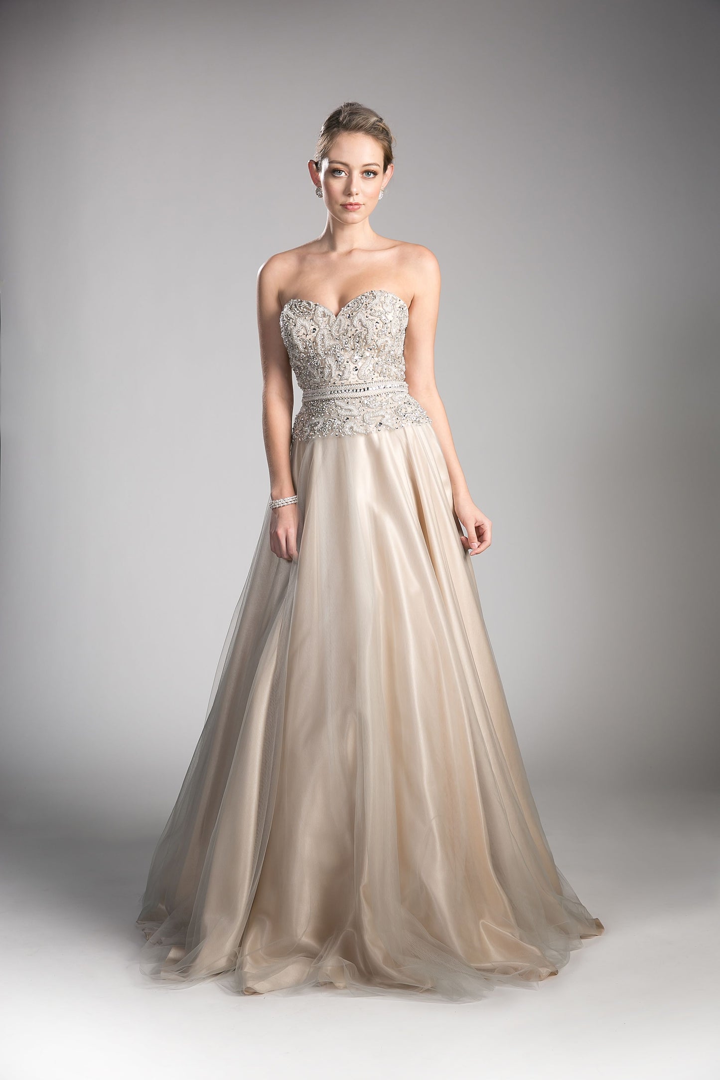 Beaded Lace Bodice Tulle Ball Gown