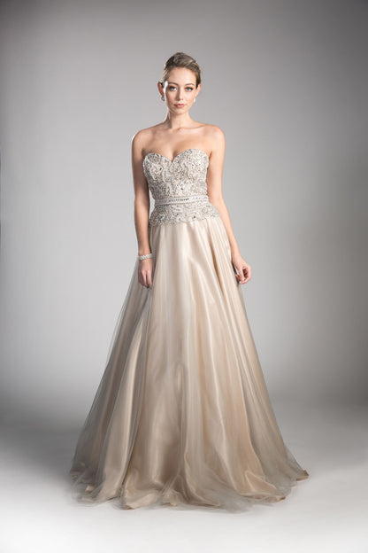 Beaded Lace Bodice Tulle Ball Gown