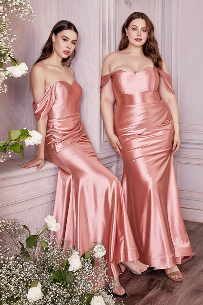 Satin Strapless Fitted Gown