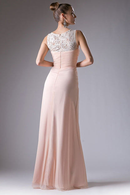 Mermaid cut dress with round neckline and illusion back