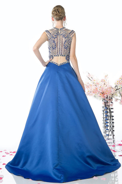 Beaded Bodice Satin Ball Gown