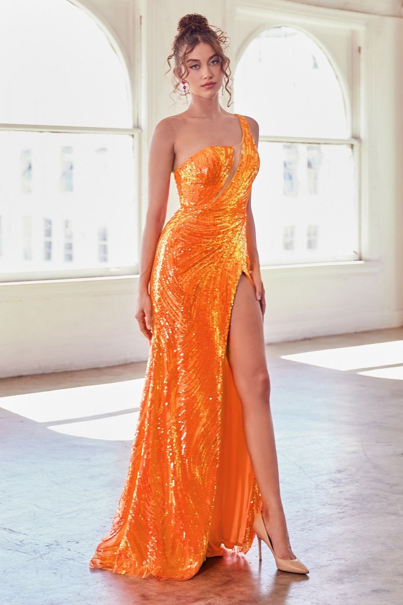 One Shoulder Sequin Gown