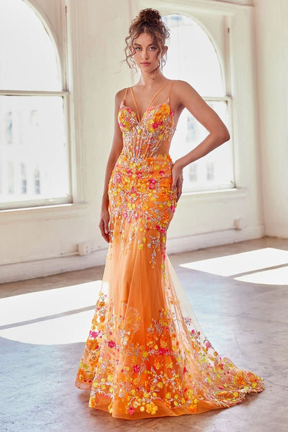 Fitted Orange Mermaid Dress