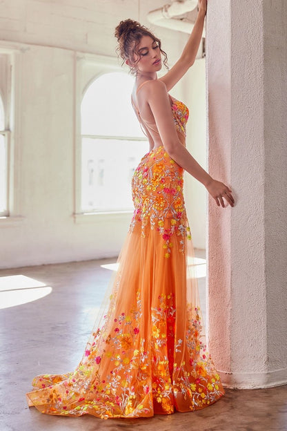 Fitted Orange Mermaid Dress