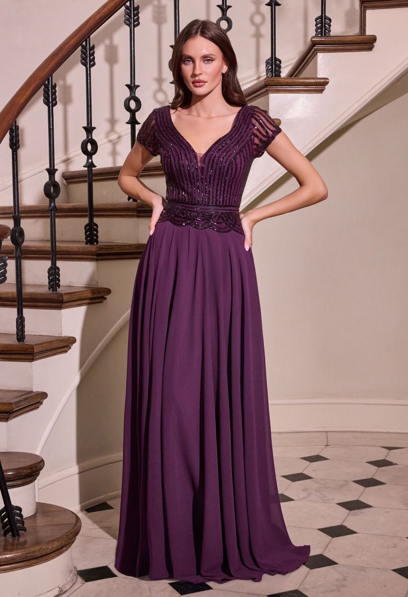 A-Line Chiffon Beaded Gown