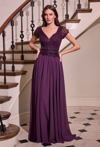 A-Line Chiffon Beaded Gown