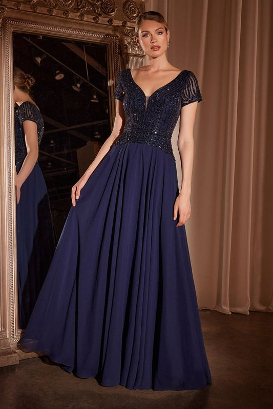 A-Line Chiffon Beaded Gown
