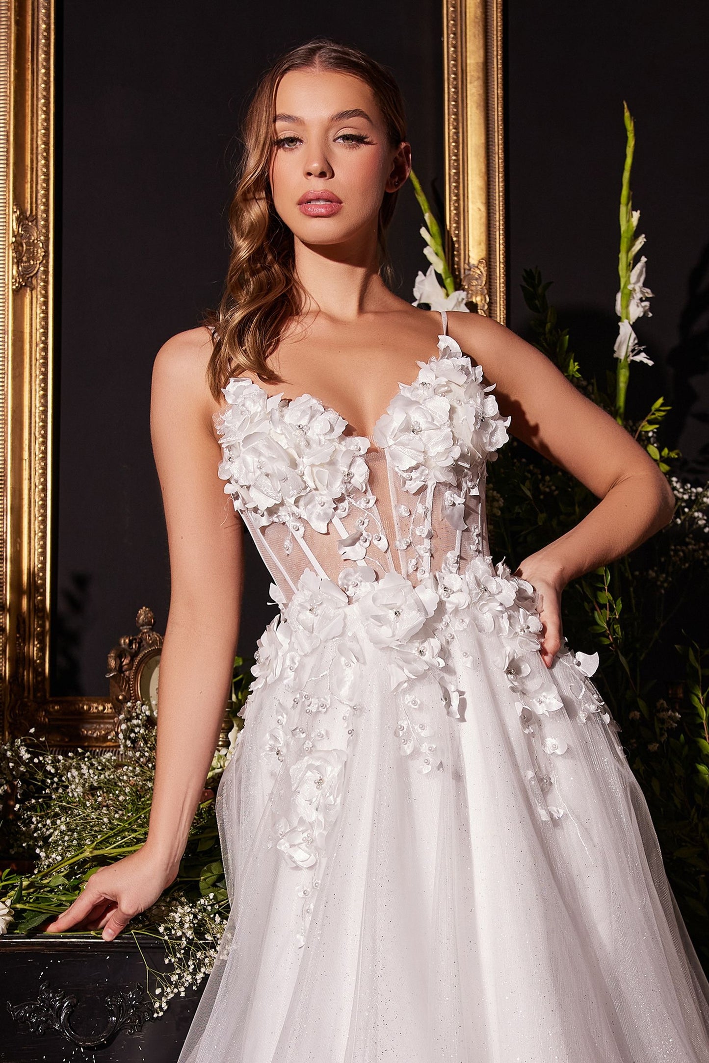 Floral Applique A-Line Tulle Bridal Gown