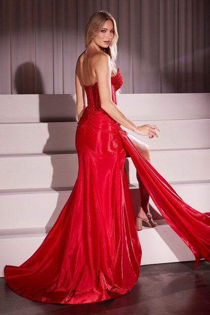 Strapless Stretch Taffeta Fitted Gown