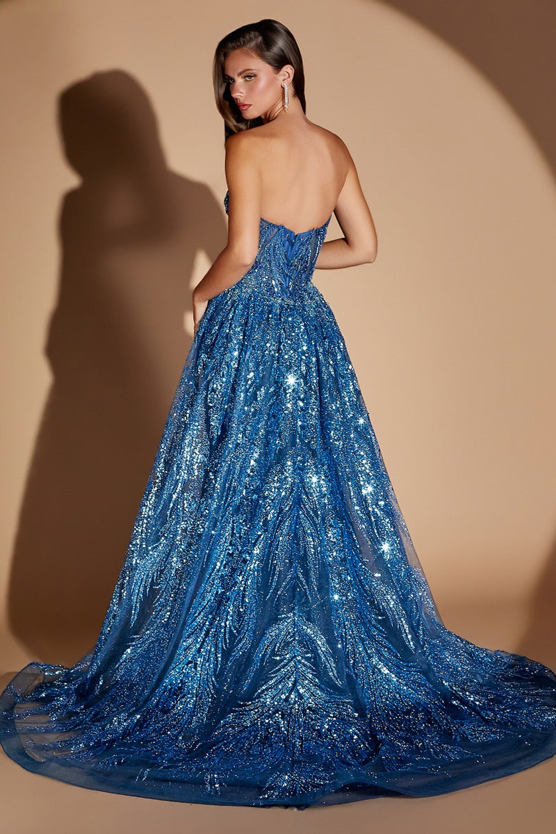 Glamorous Embellished Strapless Sweetheart Formal Gown With Detachable Overskirt