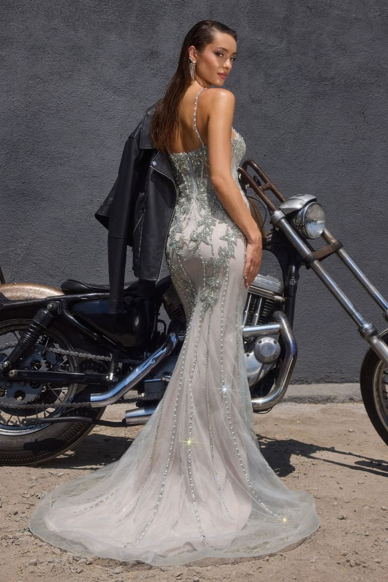 Metallic Floral Mermaid Gown