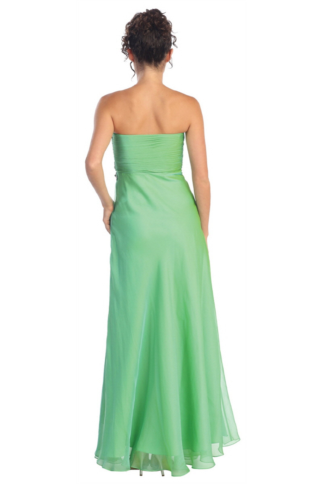 Strapless Sweetheart Chiffon Long Dress with Pleated Bodice