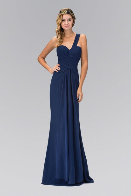 One Shoulder Ruched Long Dress with Sweetheart Neckline