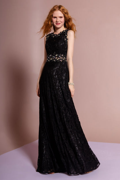 Floor Length Sleeveless Lace Dress