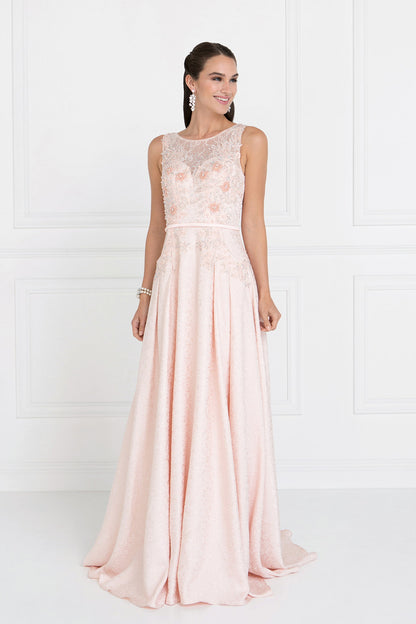 Jacquard Illusion Sweetheart A-Line Long Dress