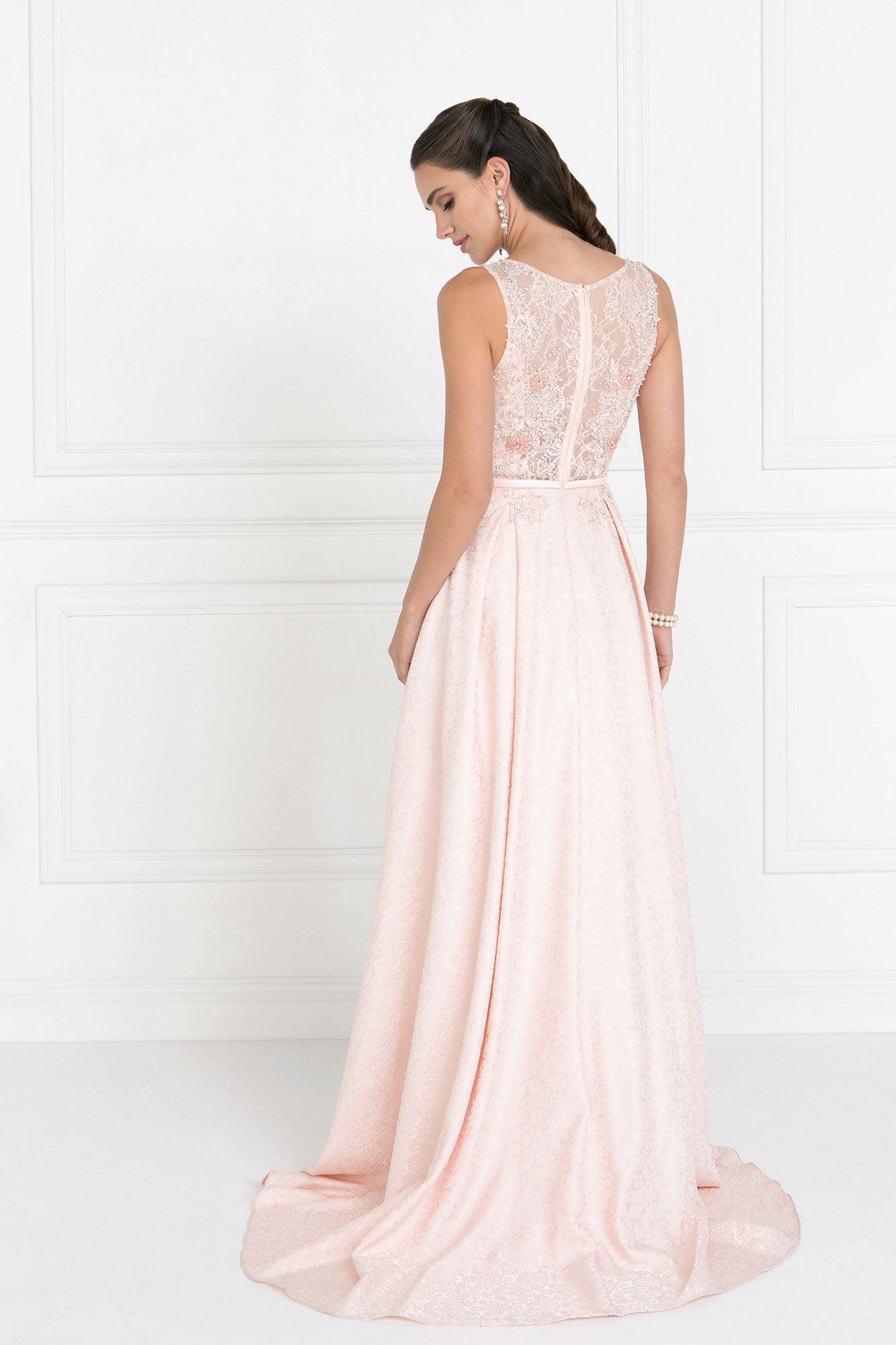 Jacquard Illusion Sweetheart A-Line Long Dress