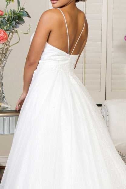 Embroidered Bodice Sweethearted Glitter Mesh Wedding Gown