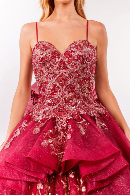 Sequin & Embroidery Embellished Bodice Glitter Mesh Quinceanera Dress