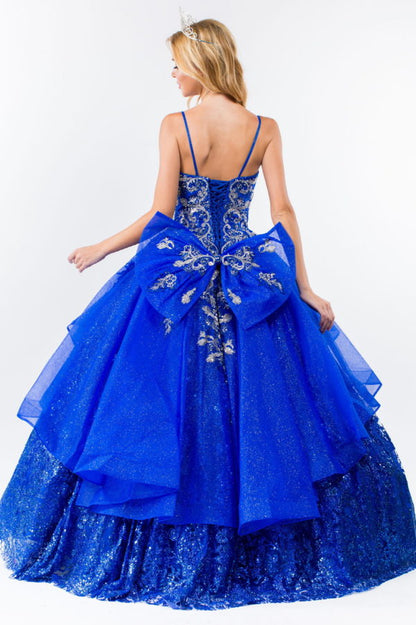 Sequin & Embroidery Embellished Bodice Glitter Mesh Quinceanera Dress