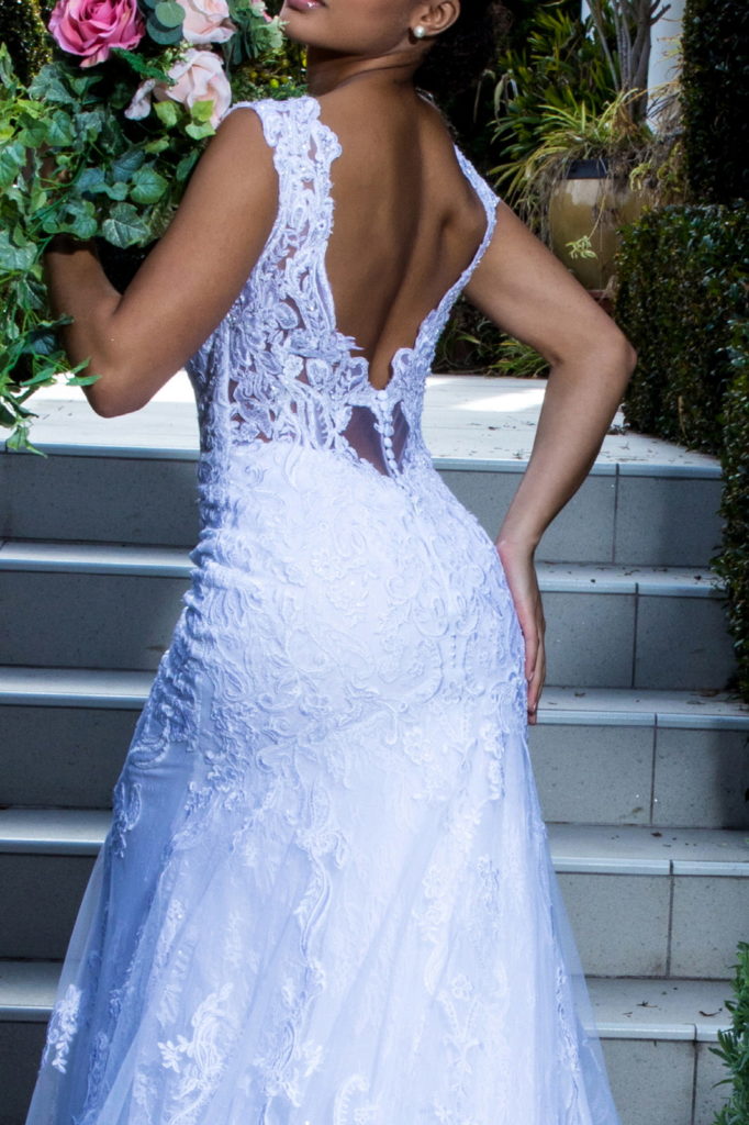 Illusion V-Neck Embroidery Mermaid Tail Wedding Gown