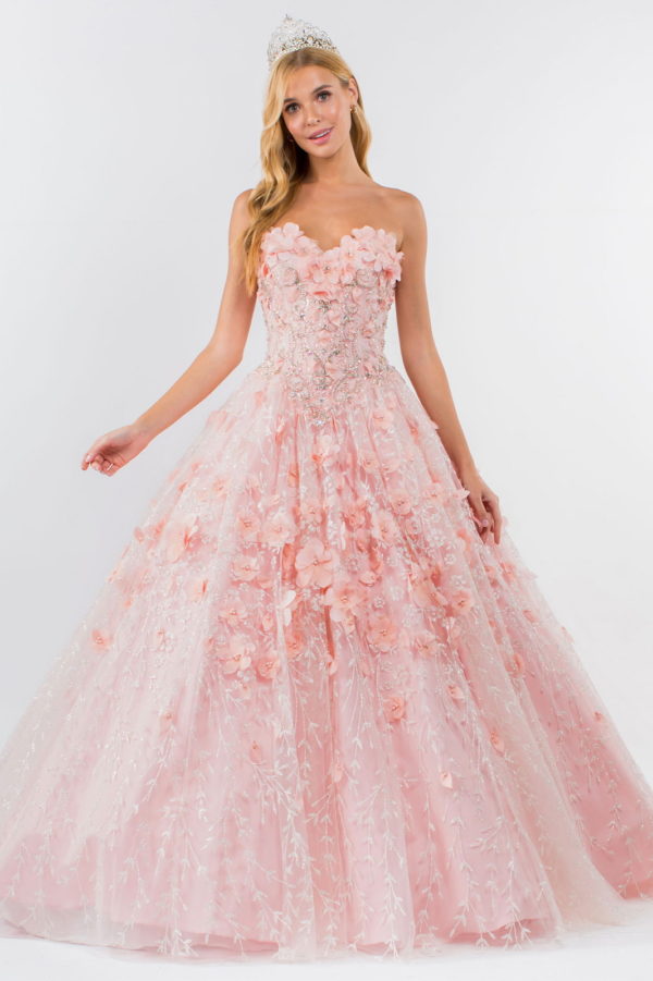 Sweetheart Neckline Beads and Jewel Embellished Bodice Quinceanera Dress w/ Mesh Cape