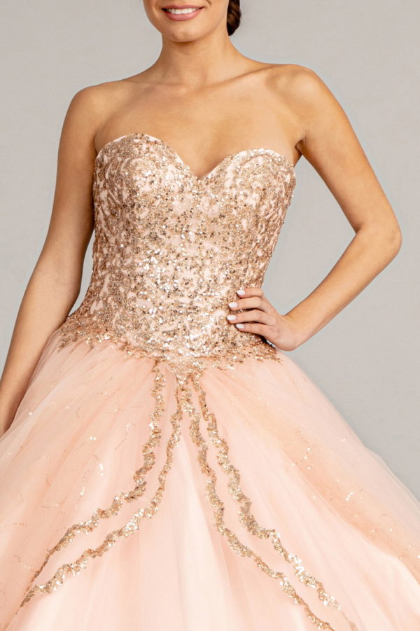 Sequin and Glitter Embellished Sweetheart Quinceanera Dress