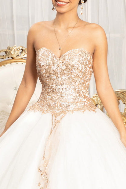 Sequin and Glitter Embellished Sweetheart Quinceanera Dress