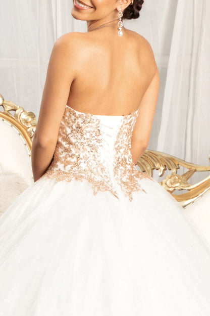 Sequin and Glitter Embellished Sweetheart Quinceanera Dress