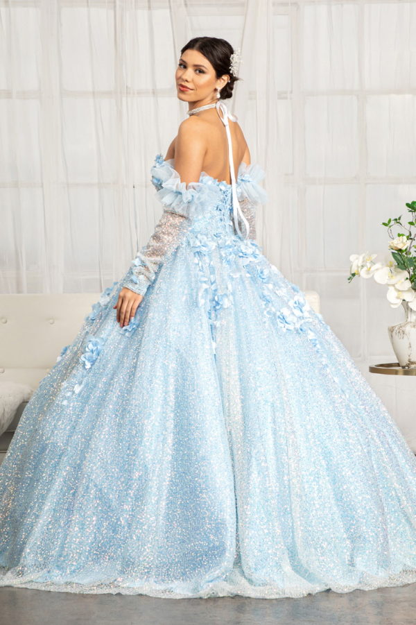 حبيبته العنق 3D الأزهار زين الترتر اللباس Quinceanera 