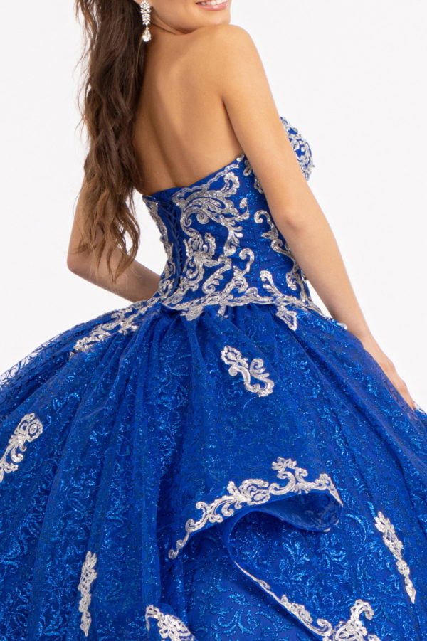 Sequin Pattern and Jewel Embellished Glitter Mesh Sleeveless Quinceanera Dress