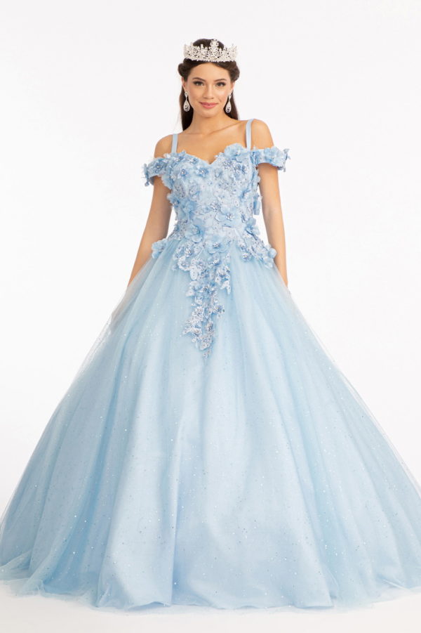 Embroidery and 3D Floral Applique Embellished Sweetheart Quinceanera Dress