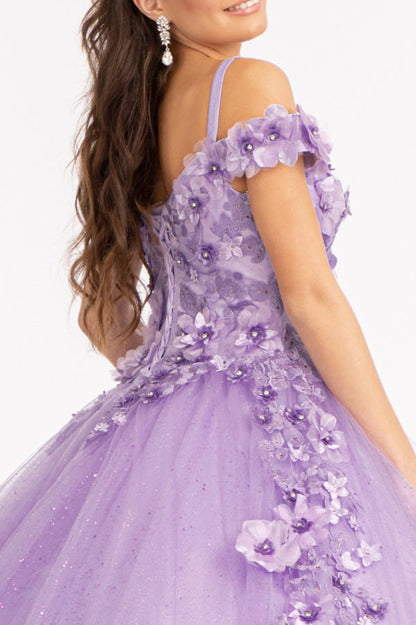 Embroidery and 3D Floral Applique Embellished Sweetheart Quinceanera Dress