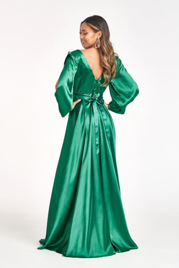 Tantalizing V-neckline A-line Slit Maxi Dress from Elizabeth K