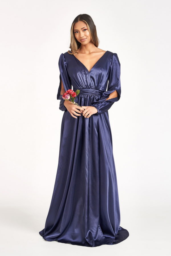 Tantalizing V-neckline A-line Slit Maxi Dress from Elizabeth K