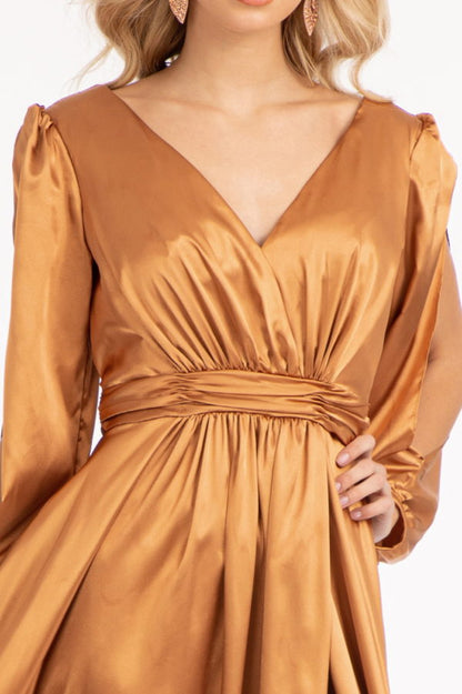 Tantalizing V-neckline A-line Slit Maxi Dress from Elizabeth K