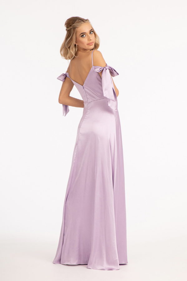 Sweetheart Neckline Satin Long Dress w/ Slit