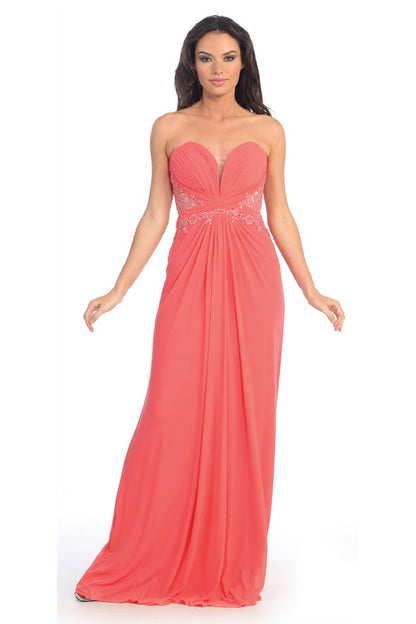 Strapless Sweetheart Soft Mesh Long Dress with Sheer Back