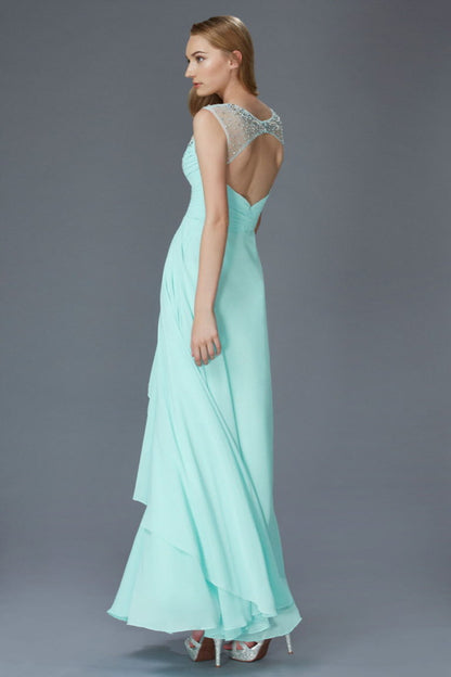 Sweetheart Long Chiffon Dress with Beaded Detailing