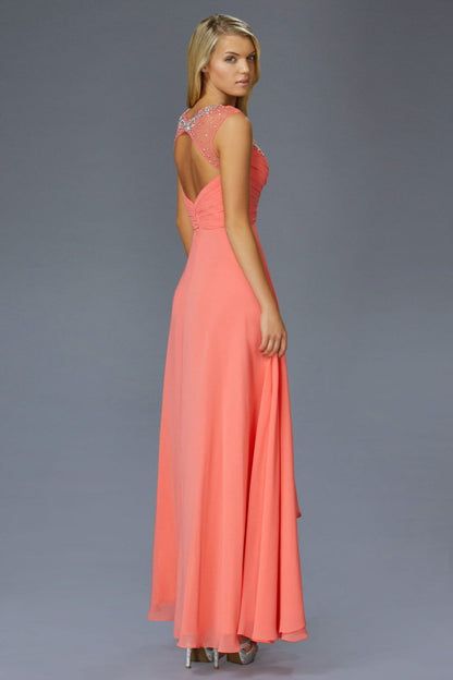 Sweetheart Long Chiffon Dress with Beaded Detailing