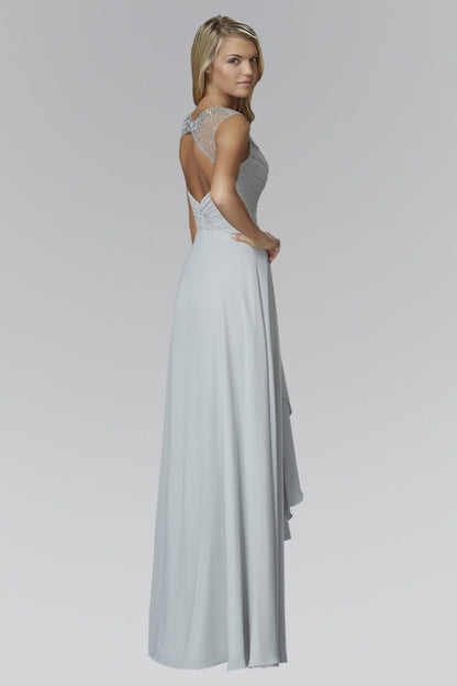 Sweetheart Long Chiffon Dress with Beaded Detailing